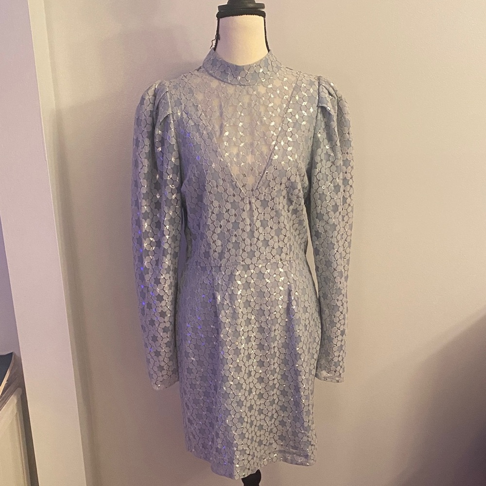 Wayf Blue Lace Dress